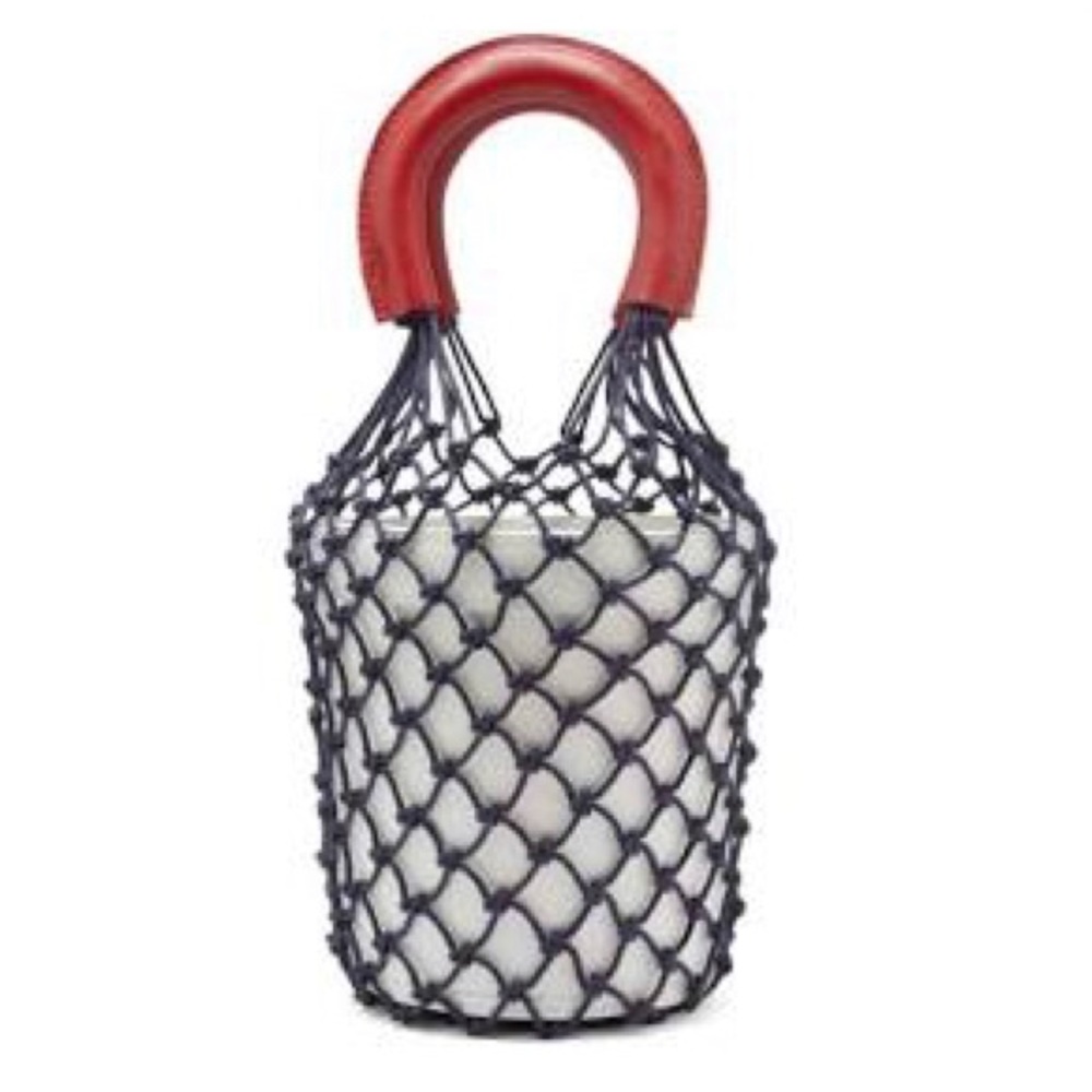 STAUD Moreau bucket bag in white/red/navy